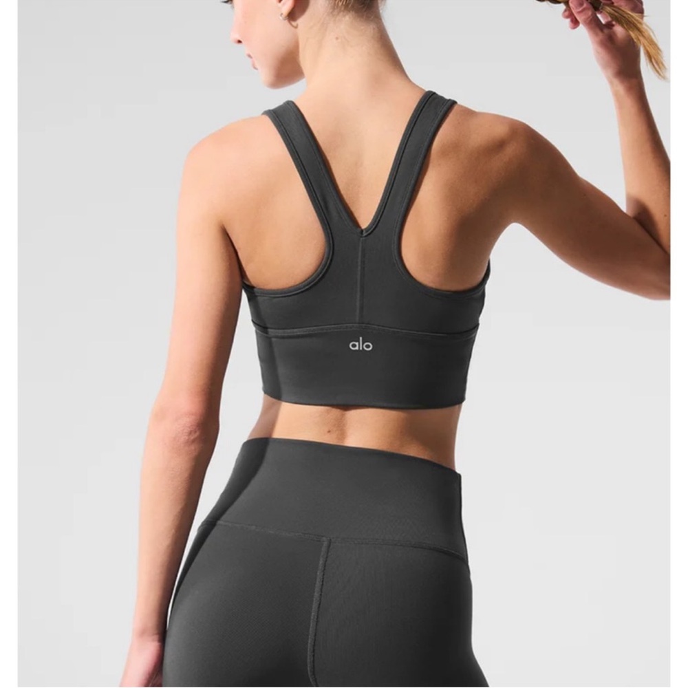 ALO Yoga airbrush SET Women's Black Bike Shorts & crop top size XS